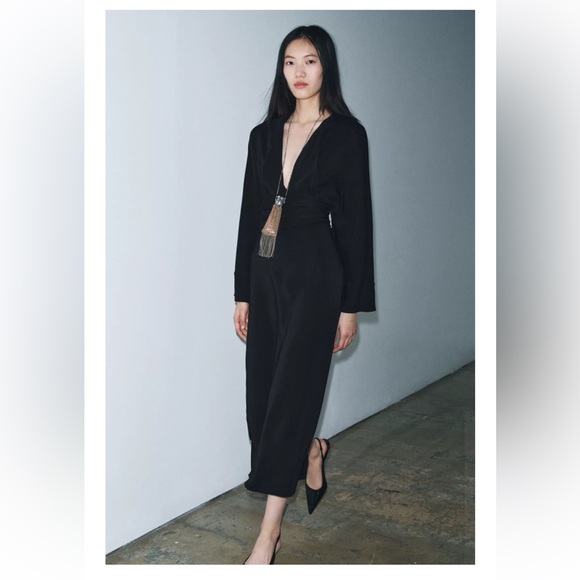 Zara Dresses & Skirts - ZW COLLECTION MIDI DRESS WITH TIES